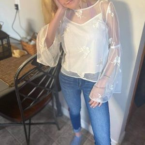 White cropped long sleeve